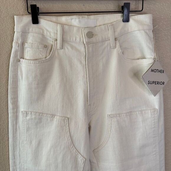 NWT Mother Superior Bee's Knees Rambler Zip Ankle Jeans Womens 31 Act Natural - Picture 3 of 16